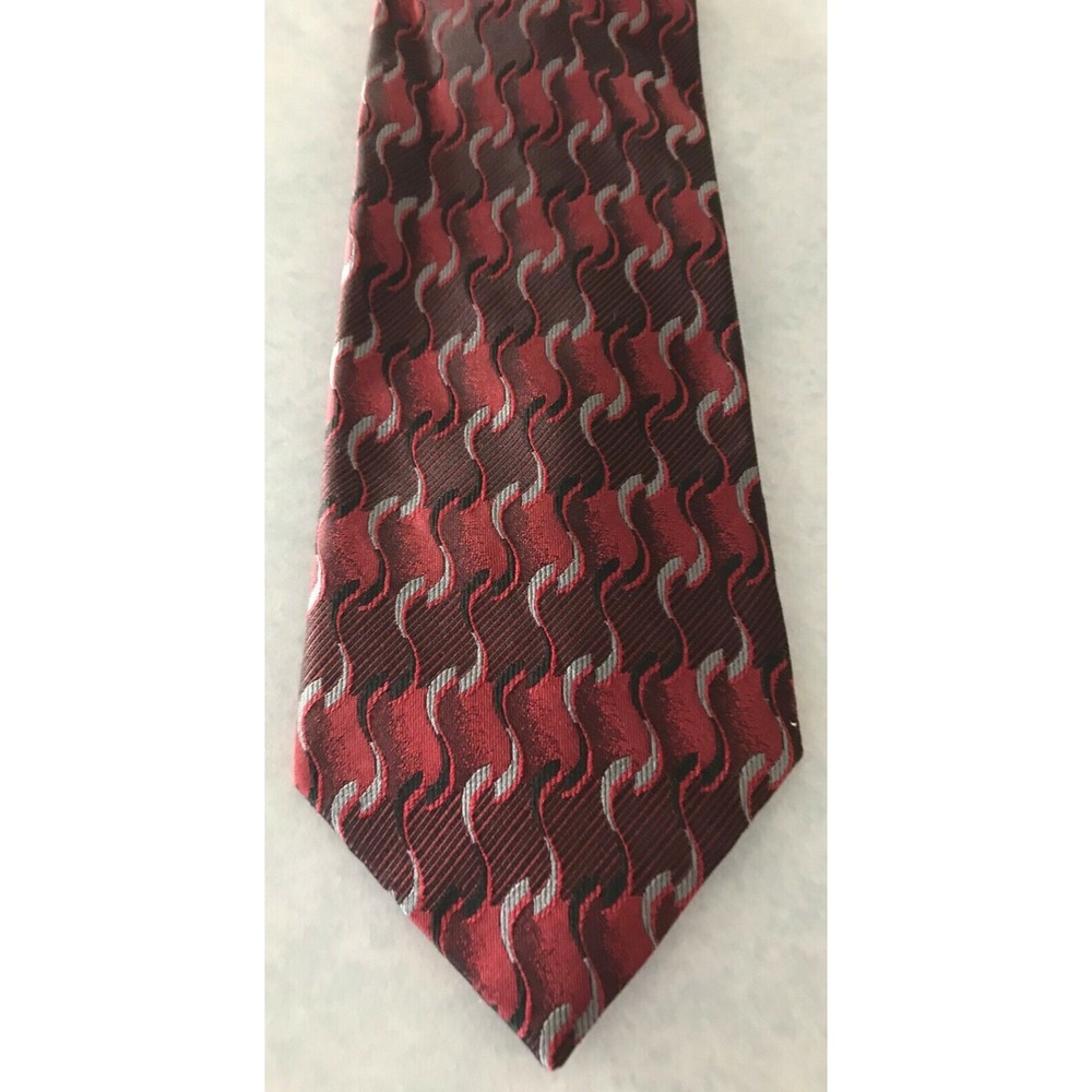 Men's Accessory Tie Necktie Lamberti Silk Geometric‎ Abstract Black Red Gray